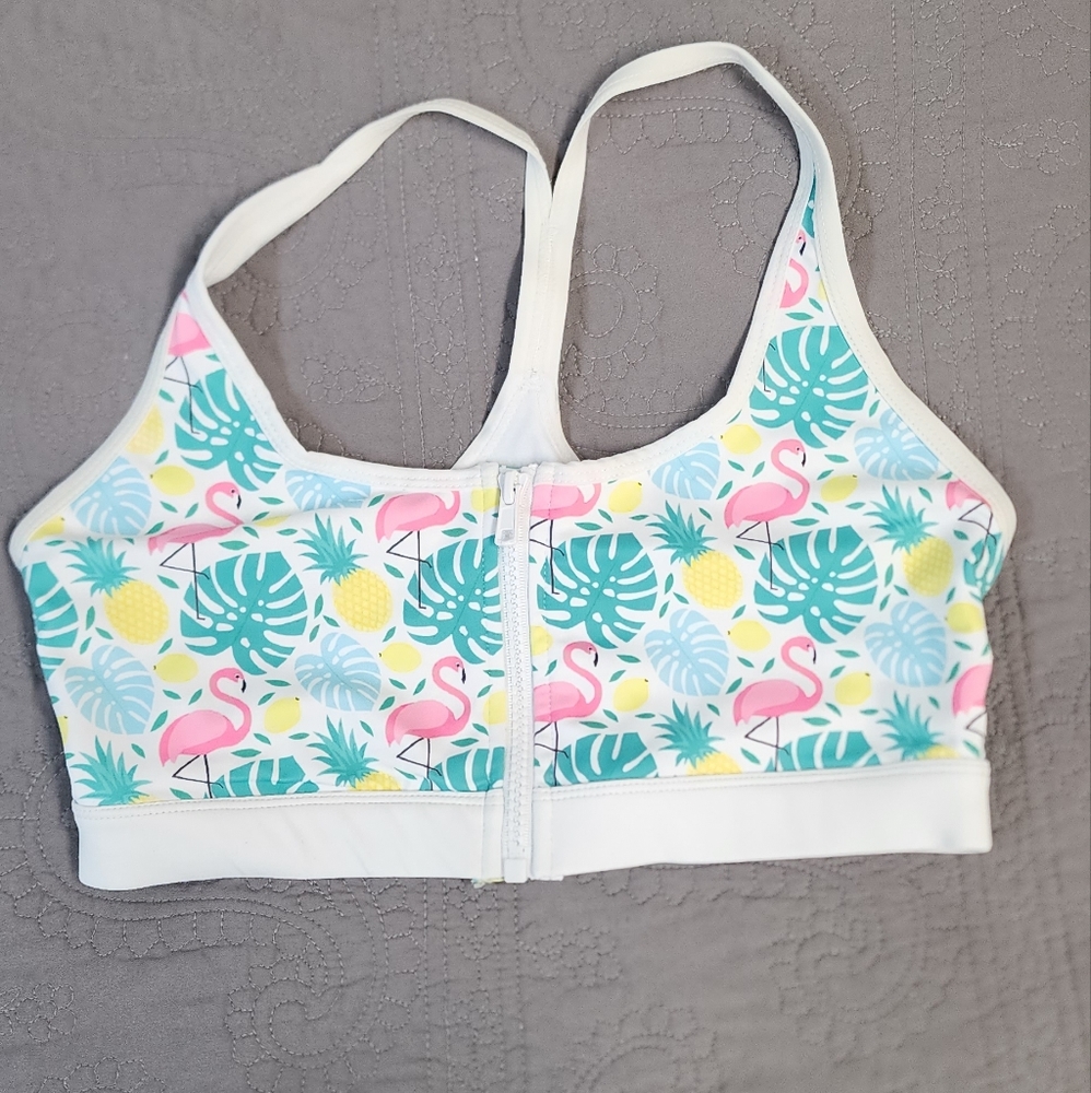 Flexi Lexi sports bra flamingos palm leaf